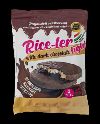 Rice-ler puffasztott rizskorong édesítőszeres étcsokoládéval mártva 45 g - 