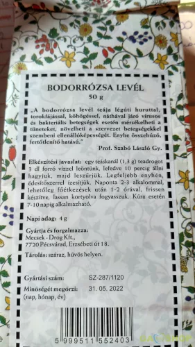 Mecsek bodorrózsa levél 50 g - Bio és natúr élelmiszerek