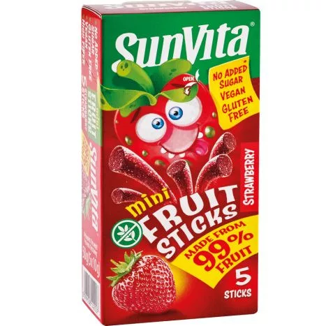 Sunvita mini fruit sticks eper 5 db 50 g - Bio és natúr élelmiszerek