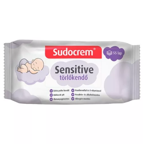 Sudocrem baba törlőkendő sensitive 55 db - Bio és natúr kozmetikumok