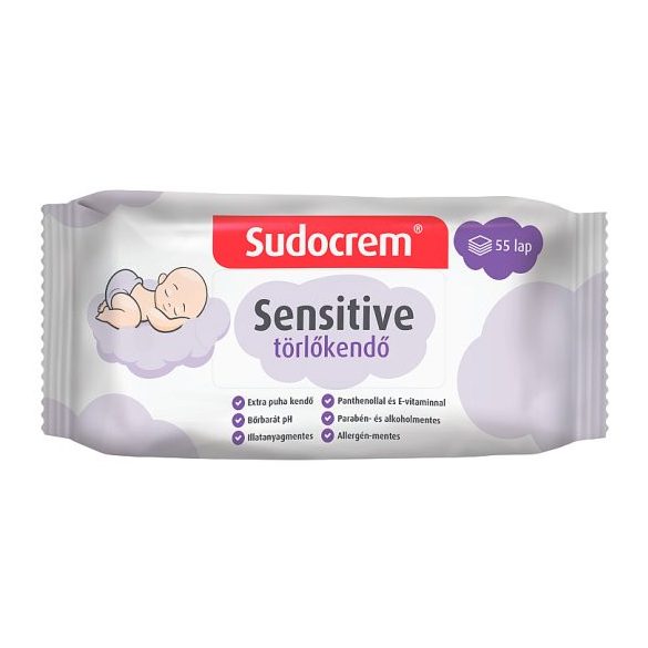 Sudocrem baba törlőkendő sensitive 55 db