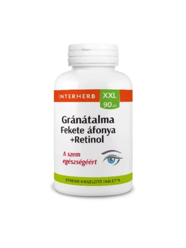 Interherb xxl gránátalma-fekete áfonya+retinol tabletta 90 db - Bio és natúr étrendkiegészítők