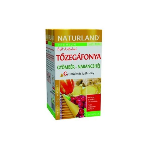 Naturland gyümölcstea tőzegáfonya-gyömbér narancshéj 20x2 g 40 g