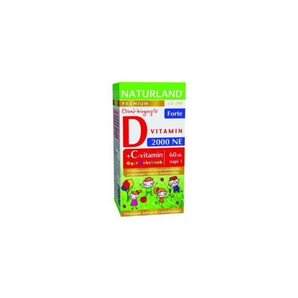 Naturland prémium d3-vitamin forte rágótabletta gyermekekne 60 db