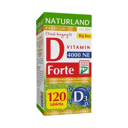 Naturland prémium d-vitamin forte tabletta 120 db - Bio és natúr étrendkiegészítők