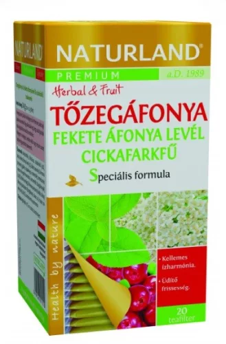 Naturland prémium tőzegáfonya-feketeáfonya-cickafarkfű tea 20x1,2g 24 g - 