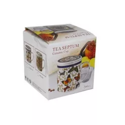 Teásbögre lapostetővel fém szűrővel tea septum - Bio és natúr élelmiszerek