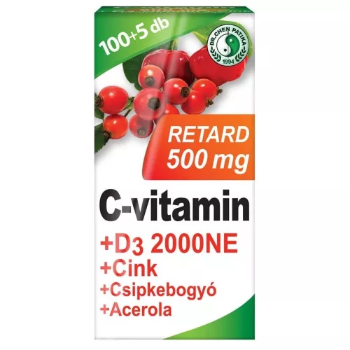 Dr.chen c-vitamin 500 mg retard+d3+acerola tabletta 105 db - Bio és natúr étrendkiegészítők