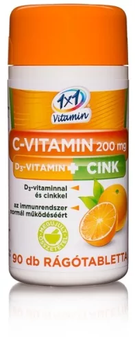 1x1 C-200 mg D3 cink rágótabletta 90 db - Bio és natúr étrendkiegészítők
