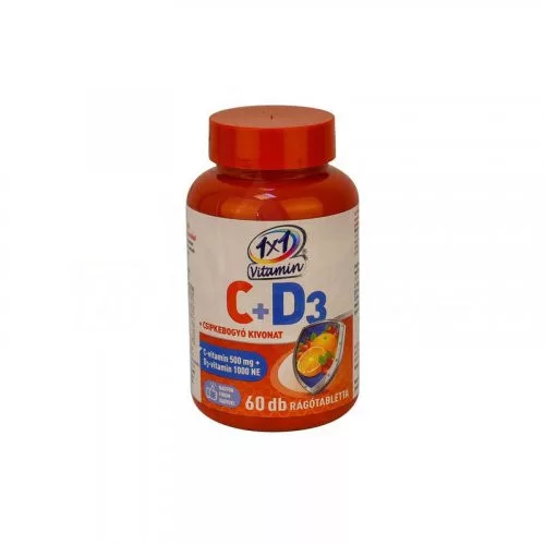 1x1 vitamin c-vitamin 500mg+d3+csipkebogyó rágótabletta narancs 60 db - Bio és natúr étrendkiegészítők