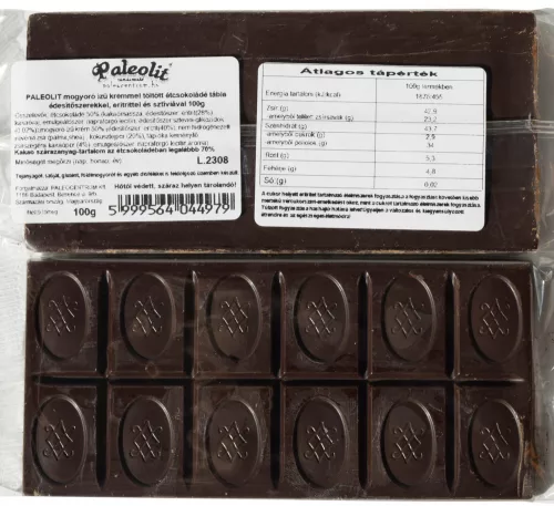 Paleolit Mogyoró ízű krémmel töltött étcsokoládé 100g - 