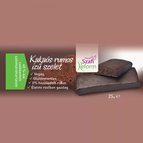 Szafi Reform kakaós-rumos ízű szelet 25 g - Bio és natúr élelmiszerek