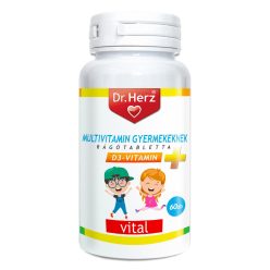 DR Herz Multivitamin Gyerekeknek+D3 60 db rágótabletta - Bio és natúr étrendkiegészítők