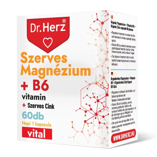 DR Herz Szerves Magnézium+B6+Szerves Cink 60 db kapszula - Bio és natúr étrendkiegészítők