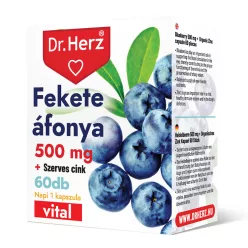 DR Herz Fekete Áfonya 500 mg + Szerves Cink 60 db kapszula doboz - Bio és natúr étrendkiegészítők