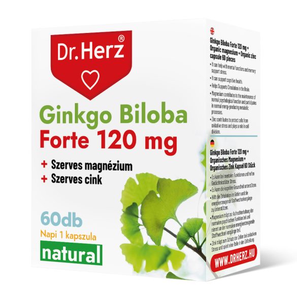 DR Herz Ginkgo Biloba Forte 120 mg + Szerves Mg+Zn 60 db kapszula
