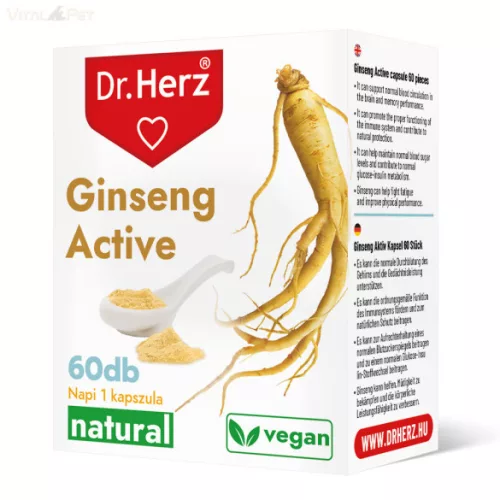 DR HERZ GINSENG ACTIVE KAPSZULA 60DB - Bio és natúr étrendkiegészítők