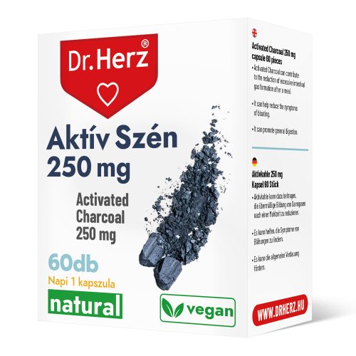 DR Herz Aktív Szén 250 mg 60 db kapszula doboz - Bio és natúr étrendkiegészítők