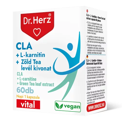 DR Herz CLA + L-karnitin + Zöld tea kivonat 60 db kapszula doboz - Bio és natúr étrendkiegészítők