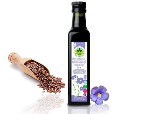 Dr. Natur étkek, Hidegen sajtolt lenmagolaj - Sárga, karakteres ízű, prémium minőség, kívül-belül. 250 ml