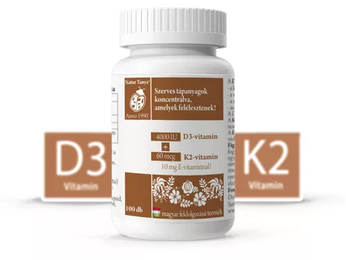 Natur Tanya® D3 és K2-VITAMIN EGYÜTT! 4000IU D3-vitamin és 60mcg K2 kivonat 1 tablettában! 100db - Bio és natúr étrendkiegészítők