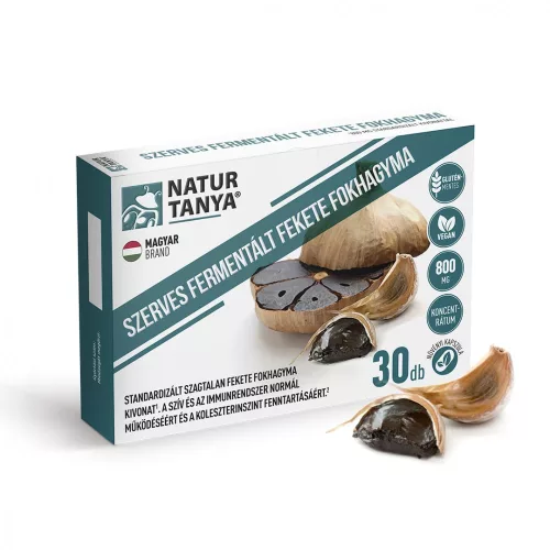 Natur Tanya® Fermentált Fekete Fokhagyma - 800 mg szagtalan fekete fokhagyma kivonattal - Bio és natúr étrendkiegészítők