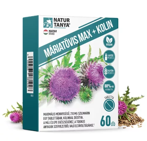 Natur Tanya® MÁRIATÖVIS MAX + KOLIN - Maximális mennyiségű szilimarin, kolinnal a máj és az epe – Gyomor, emésztés