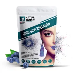 Natur Tanya® GOOD DAY! Kollagén por frissítő áfonya ízben - hal és marha kollagén peptidek, biotin – Bőr, haj, köröm