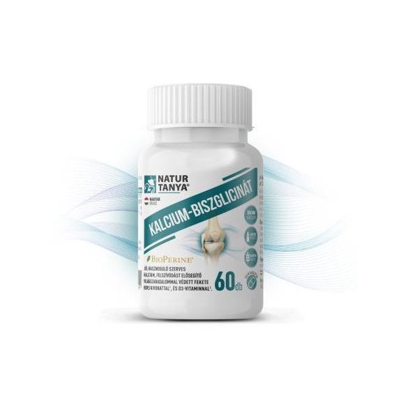 Natur Tanya® KALCIUM-BISZGLICINÁT - világszabadalommal védett BioPerine® és D3-vitamin 60 db 