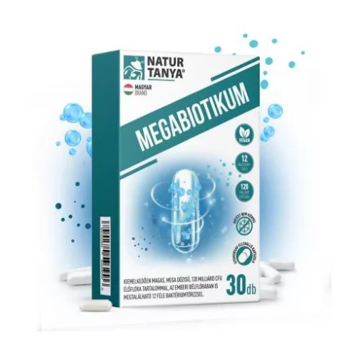 Natur Tanya® MEGABIOTIKUM - 12 féle baktériumtörzs, mega dózisú, 120 milliárd CFU élőflóra tartalom – Gyomor, emésztés