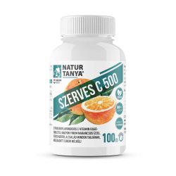   Natur Tanya® SZERVES C 500 – Savmentes, gyomorbarát C-vitamint és citrus bioflavonoidokat tartalmazó, narancs ízű étrend-kiegészítő rágótabletta, természetes sztévia édesítőszerrel