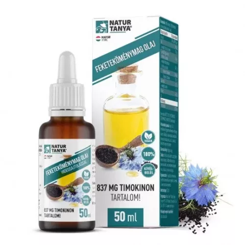 Natur Tanya® 100% feketeköménymag olaj, igazolt 1490 mg timokinon tartalommal, külsőleg, belsőleg – Megfázás, légutak, Covid
