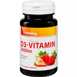 Vitaking Vitamin D3 2000Iu Szopogató Tabletta Eper Ízzel 90Db - Bio és natúr étrendkiegészítők