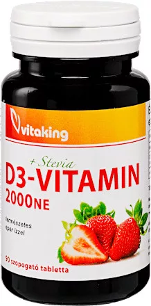 Vitaking Vitamin D3 2000Iu Szopogató Tabletta Eper Ízzel 90Db - Bio és natúr étrendkiegészítők