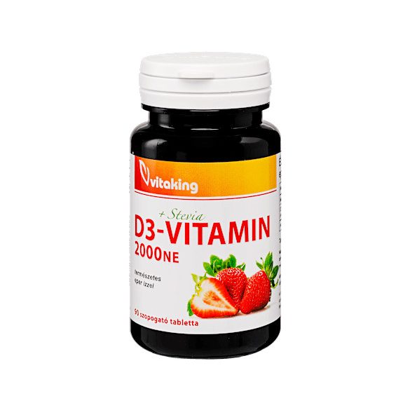 Vitaking Vitamin D3 2000Iu Szopogató Tabletta Eper Ízzel 90Db