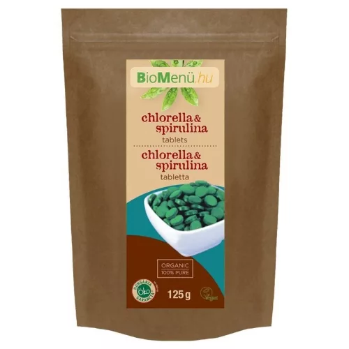 Bio menü bio chlorella és spirulina tabletta 125 g - Bio és natúr étrendkiegészítők