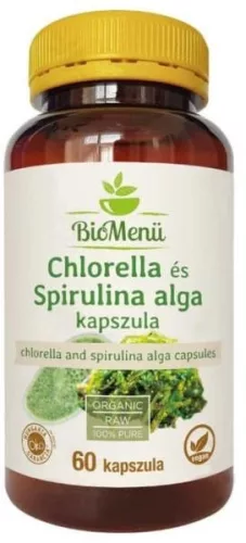 BioMenü BIO CHLORELLA és SPIRULINA ALGA kapszula 60 db - Bio és natúr étrendkiegészítők