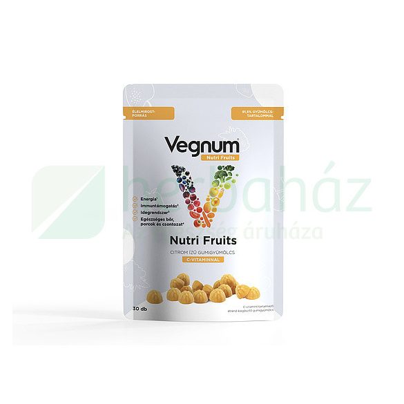 Vegnum Nutri Fruits Citrom Ízű Étrend-Kiegészítő Gumigyümölcs C-Vitaminnal 30Db