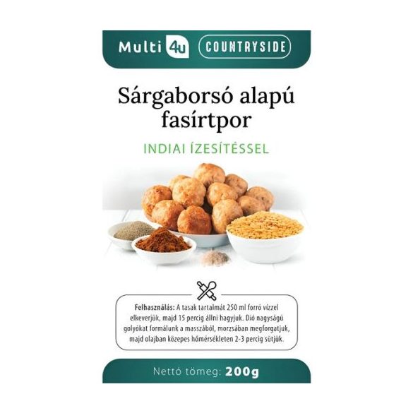 Multi 4u countryside sárgaborsó alapú fasírtpor indiai ízesítéssel 200 g