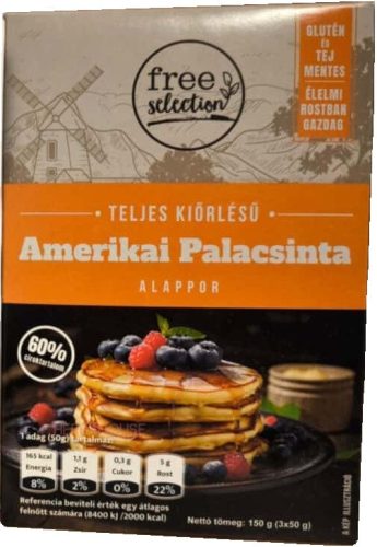 Gluténmentes Free Selection Teljes Kiőrlésű Amerikai Palacsinta Lisztkeverék 150G - 