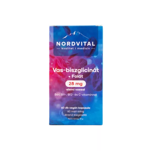 Nordvital vas-biszglicinát vegán kapszula 60 db - Bio és natúr étrendkiegészítők