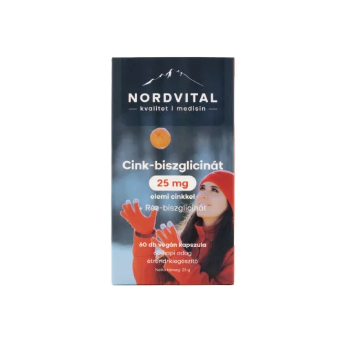Nordvital cink-biszglicinát+réz kapszula 60 db - Bio és natúr étrendkiegészítők