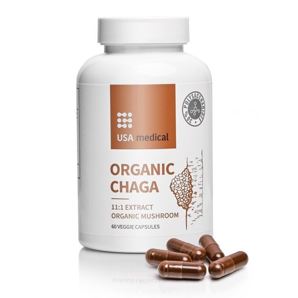 Usa Medical Organic Chaga - Organikus Hamvaskéreg Gomba Kivonat Kapszula 60Db