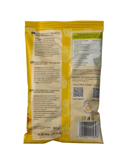 Foody Free gluténmentes lencse chips padthai china style édes-savanyú ízű 50 g