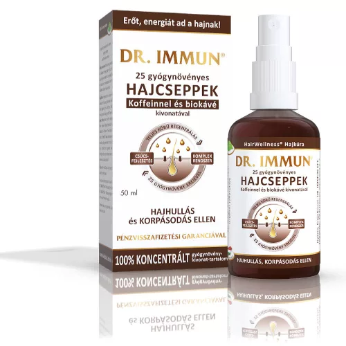 Dr.immun 25 gyógynövényes hajcseppek koffeinnel és biokávé kivonattal 50 ml - Bio és natúr kozmetikumok