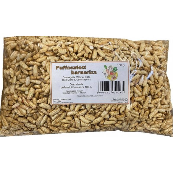 Wittmer Puffasztott Barnarizs 100G
