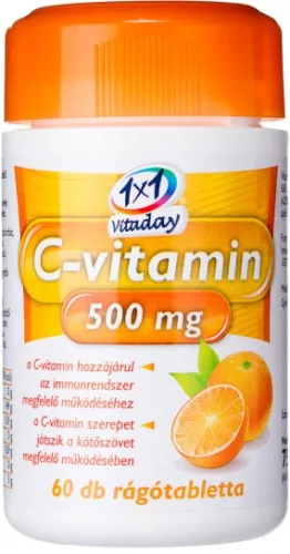 1x1 vitaday c-vitamin 500mg rágótabletta 60 db - Bio és natúr étrendkiegészítők