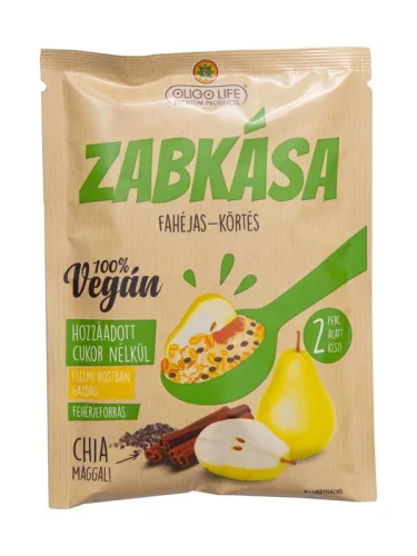 Oligolife vegán zabkása körte fahéj édesítőszerekkel 65 g - Bio és natúr élelmiszerek