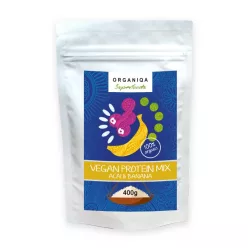 Organiqa bio acai-banán vegán fehérje 400 g - Bio és natúr élelmiszerek