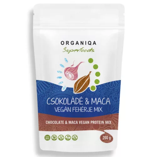 Organiqa 100% bio vegán fehérje mix csokoládé-maca 200 g - Bio és natúr élelmiszerek